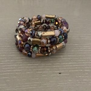 Purple beaded jewel cuff bracelet